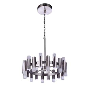 Simple Lux 20-Light Dimmable Integrated LED Brushed Polished Nickel Transitional Chandelier for Kitchen/Dining/Foyer