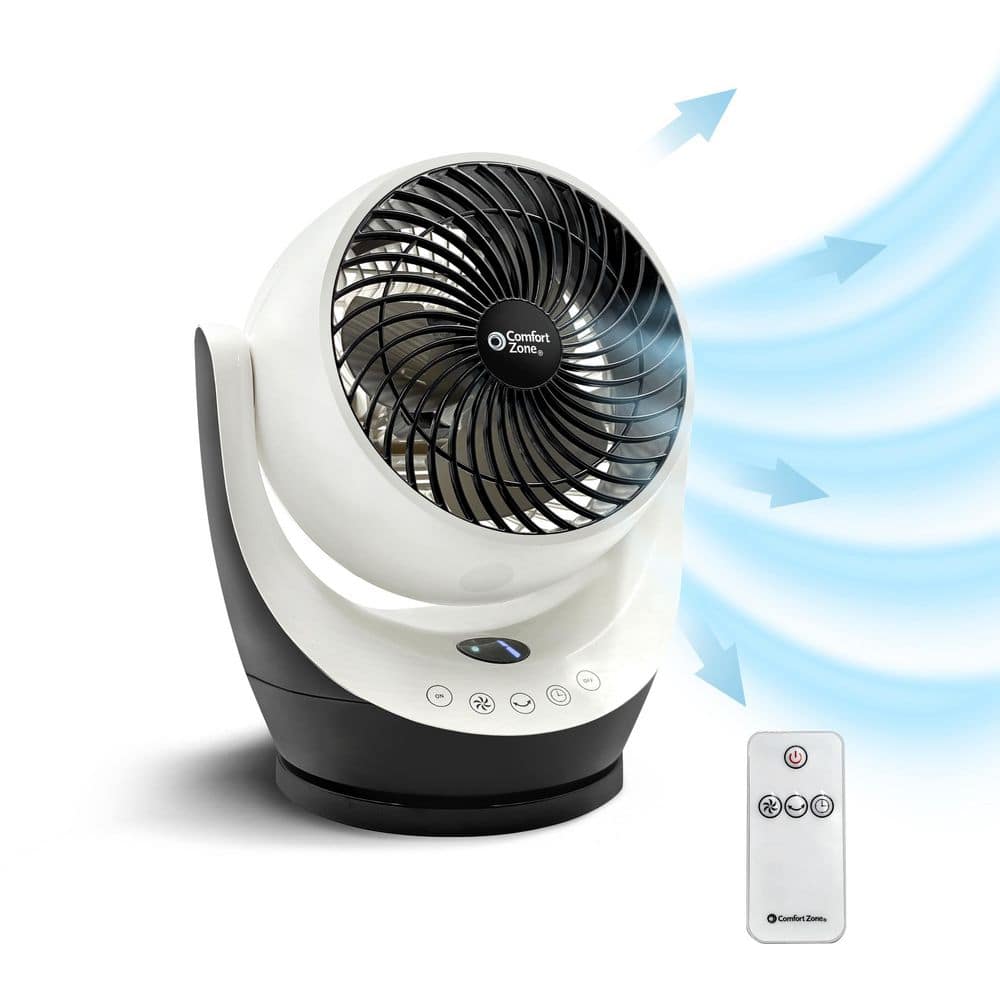 Comfort Zone 10 in. High Velocity Oscillating Desk Fan with Remote in