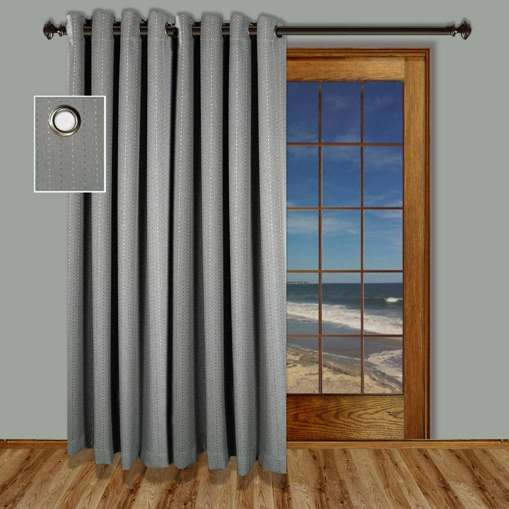 Gray Extended Polyester Room-Darkening Grommet Panel