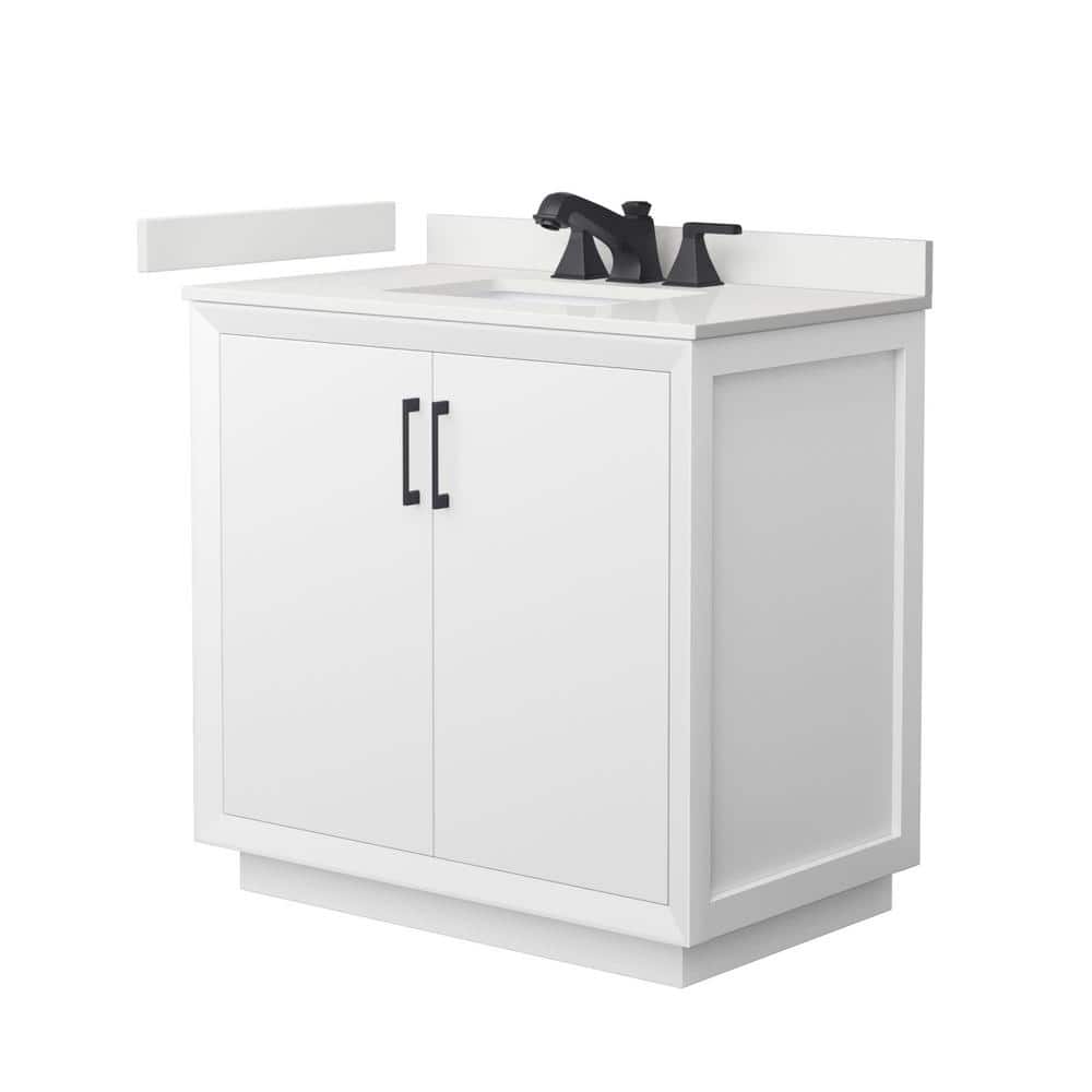 Strada 36 in. W x 22 in. D x 35 in. H Single Bath Vanity in White with White Quartz Top price history on PriceWatchPro