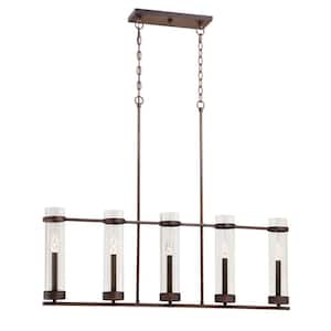 Milan Collection 5-Light Rubbed Bronze Island Fixture with Clear Glass