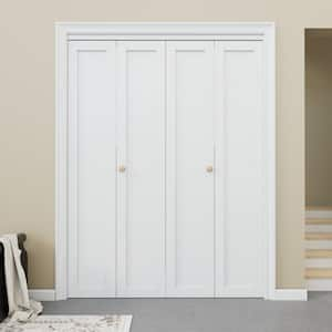 60 in. x 80 in. Solid Core 1-Lite Panel White Primed Composite MDF Interior Closet Bi-fold Door with Hardware