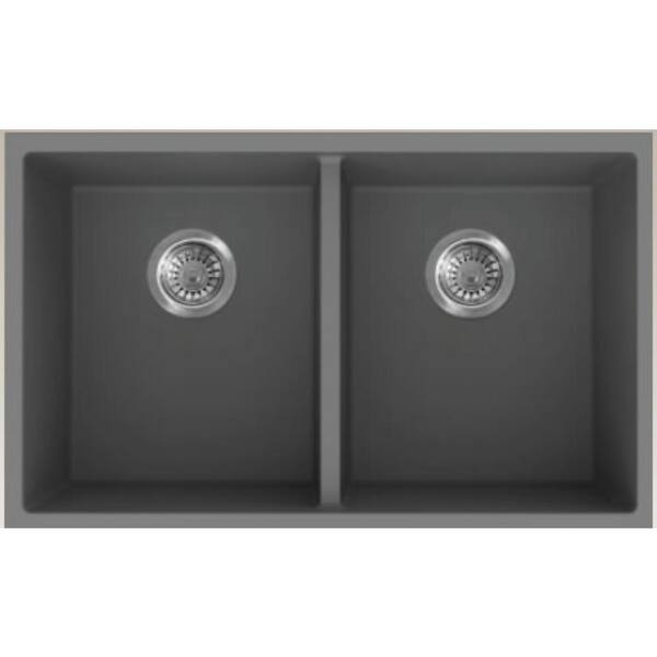 34 L x 21 W 70/30 Double Bowl Undermount Kitchen Sink Low Divider with  Grid