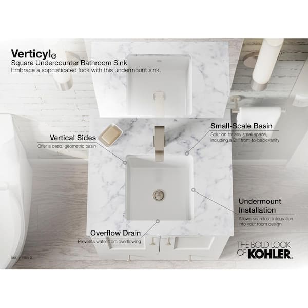 KOHLER Verticyl 13 in. Square Undermount Bathroom Sink in Dune