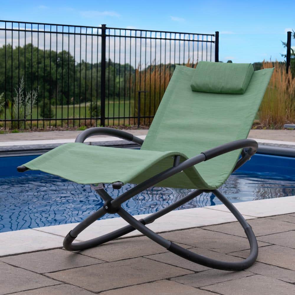 Olive Grove Steel Rocking Chaise Lounger with Cushions