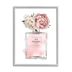 "Vintage Soft Flowers in Pink Fashion Fragrance Bottle" by Amanda Greenwood Framed Nature Wall Art Print 16 in. x 20 in.