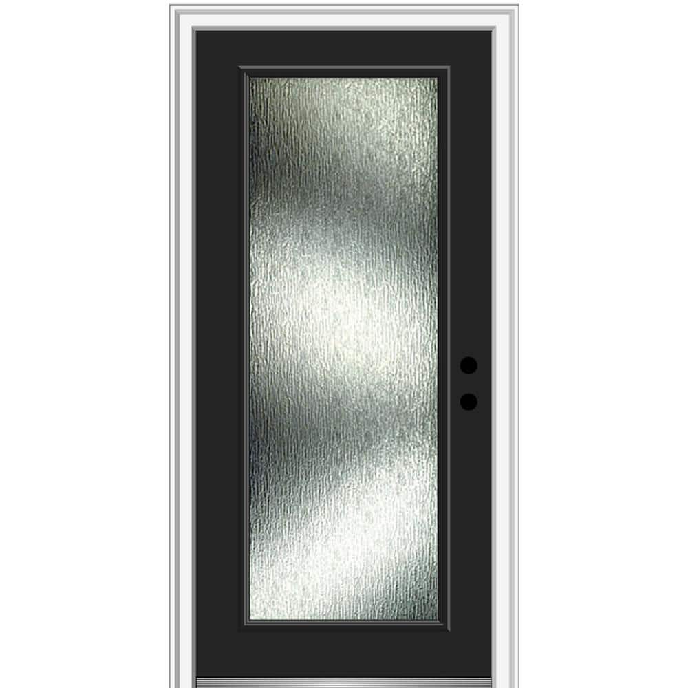 Rain Glass 32 in. x 80 in. Left-Hand Inswing Full Lite Painted Black Prehung Front Door on 6-9/16 in. Frame price history on PriceWatchPro