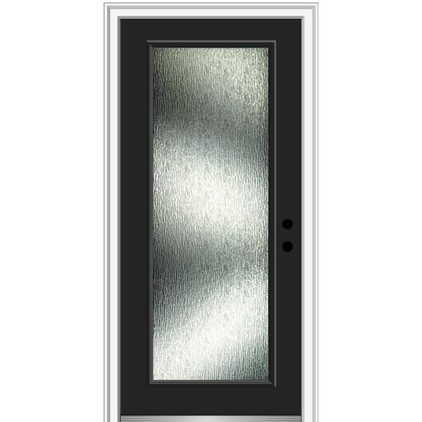 MMI Door Rain Glass 36 in. x 80 in. Left-Hand Inswing Full Lite Painted Black Prehung Front Door on 4-9/16 in. Frame