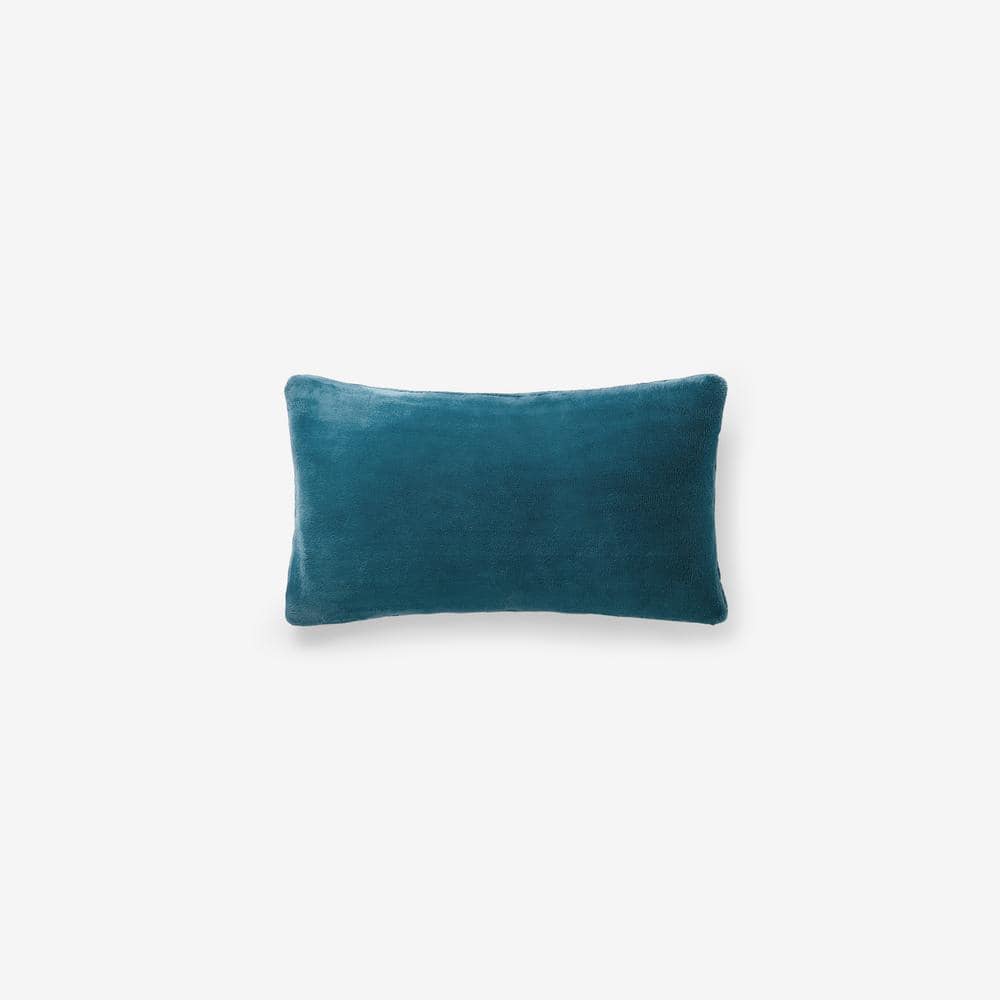 The Company Store Company Cotton Plush Teal 12 in. x 21 in. Decorative Throw Pillow Cover 85057
