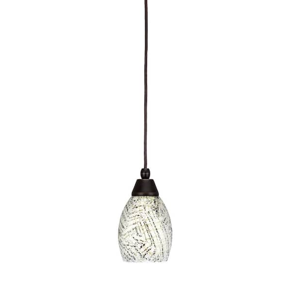 Unbranded Bryson 5 in. 1-Light Dark Granite Cord Pendant Light with 5 in. Natural Fusion Glass Shade, no bulb included