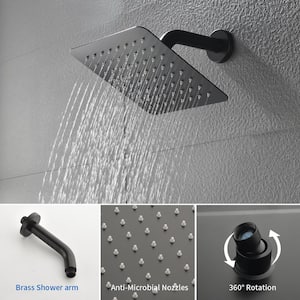 One-handle 1.8 GPM 8 in. Wall Mount Shower Head and Tub Faucet with Solid Brass Valve in Matte Black (Valve Included)