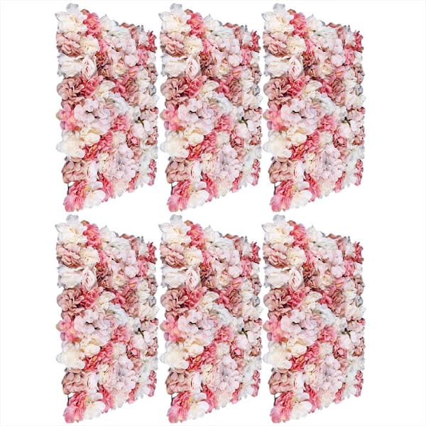 YIYIBYUS 6-Piece 23.62 in. x 15.74 in. White and Pink Artificial Rose ...