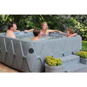 Premium 500 5-Person Plug and Play Hot Tub with 29 Stainless Jets, Heater, Ozone and LED Waterfall in Graystone