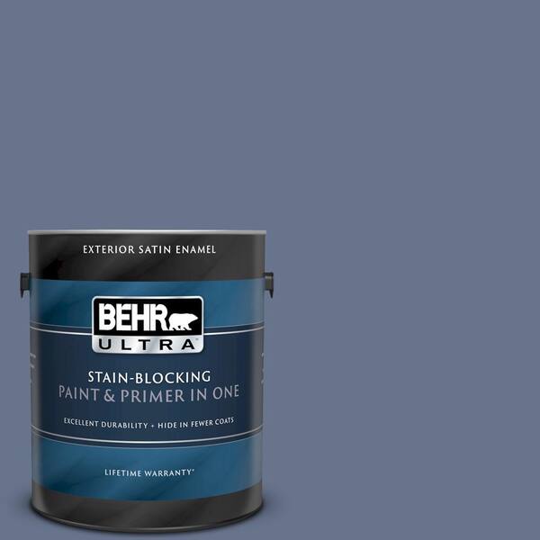 BEHR ULTRA 1 gal. #UL240-3 Blue Aura Satin Enamel Exterior Paint and Primer in One