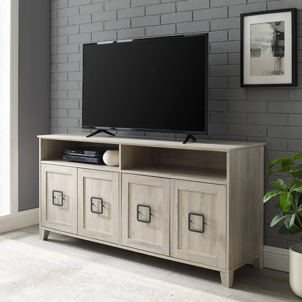 Welwick Designs 58 in. Birch Wood TV Stand with Storage Doors (Max tv ...