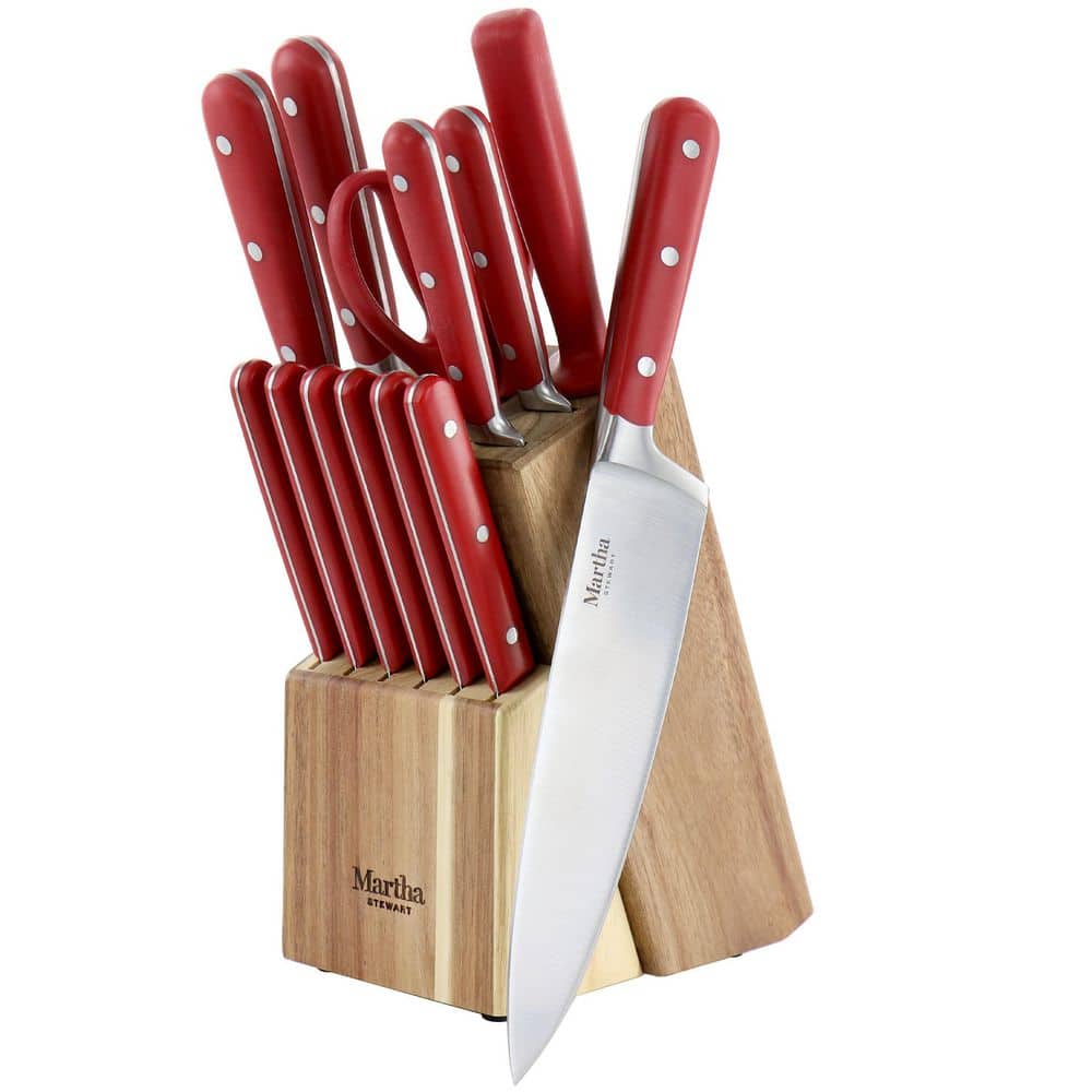 Emojoy Knife Set, 18-Piece Kitchen Knife Set with Block Wooden