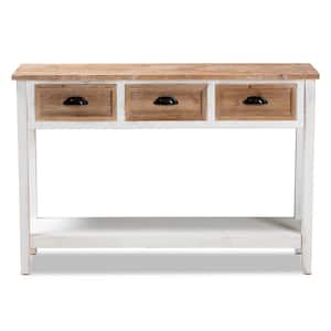 Benedict 47.2 in. White and Oak Rectangle Wood Console Table