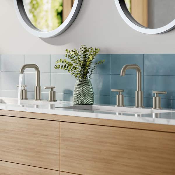Two-Handles Widespread Brass Bathroom Faucet with Pop Up Drain Assembly Bathroom Sink Faucet with cUPC Water Supply
