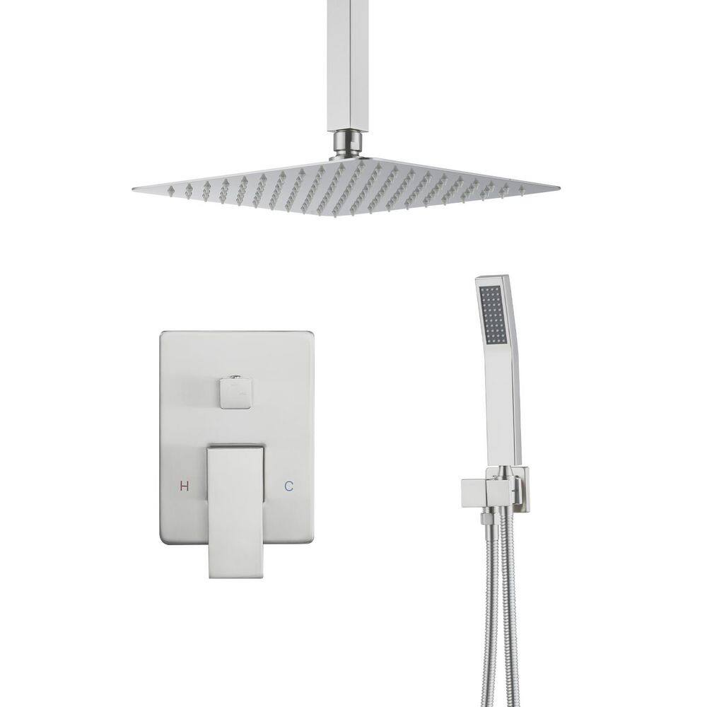 Square 2-Spray Patterns with 1.6 GPM 10 in. Wall Mount Rain Fixed Shower Head in Brushed Nickel price history on PriceWatchPro