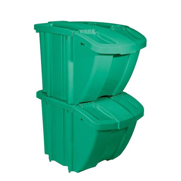 Suncast 18 Gal. Stackable Recycling Bin Containers with Lids (2-Pack)