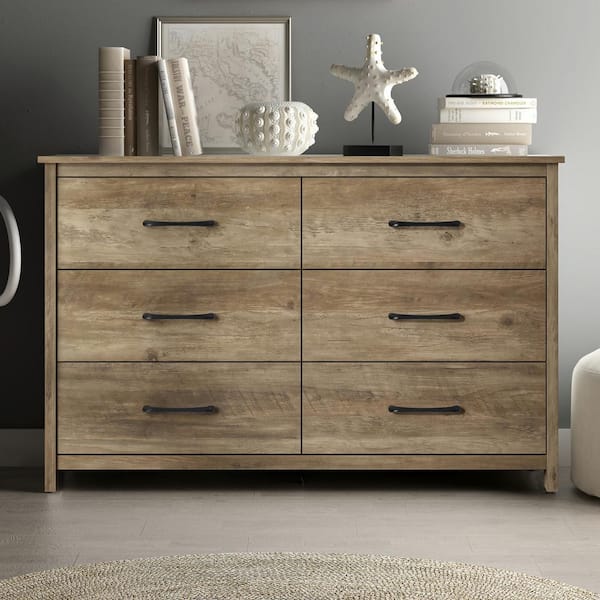 GALANO Gianni Knotty Oak 6-Drawer 47.2 in. Wide Dresser (Sturdy, Effortless Assembly with Interlocking Drawers)