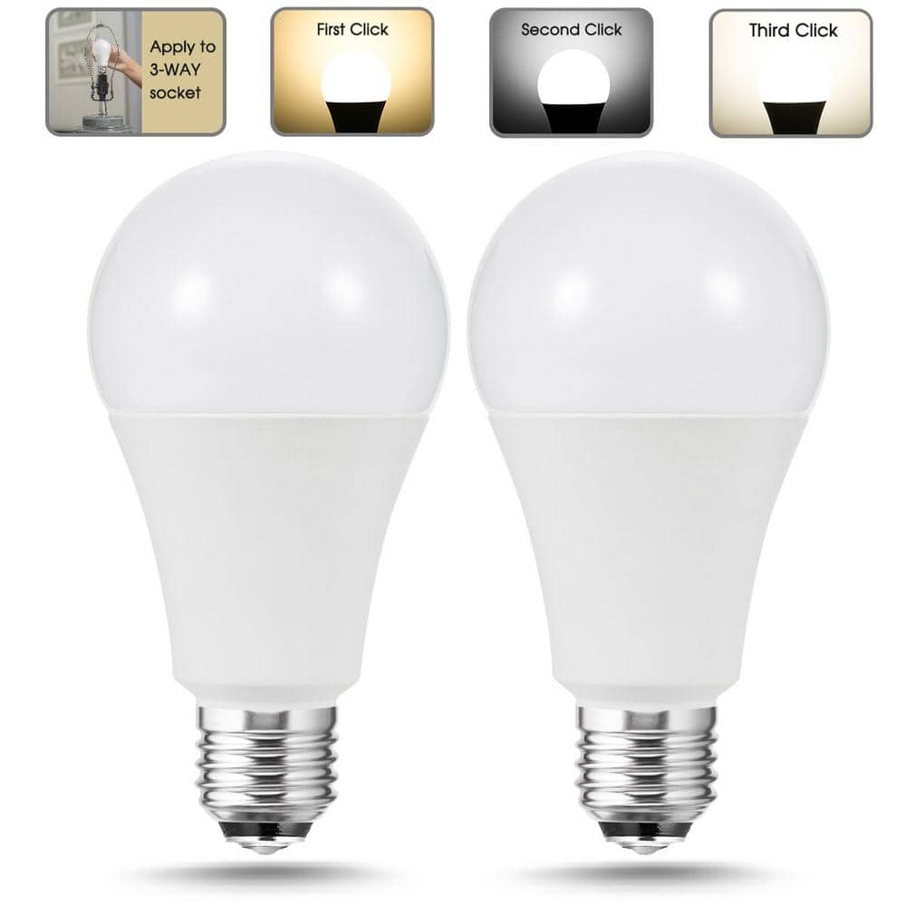YANSUN 50-Watt/100-Watt/150-Watt Equivalent A21 3-Way LED Light Bulb in Cool White/Daylight/Soft White (2-Pack) -  XP03601E26D