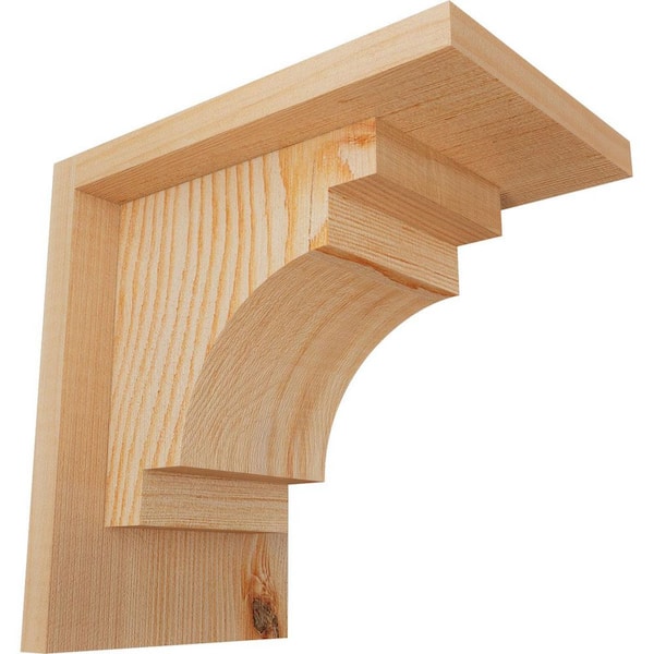 Ekena Millwork 5-1/2 in. x 8 in. x 8 in. Mediterranean Smooth Douglas Fir Corbel with Backplate