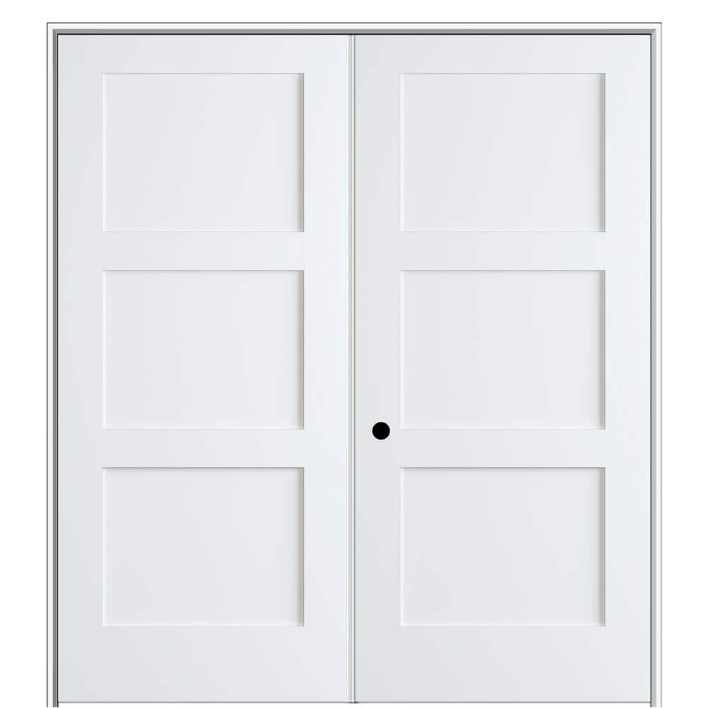 Shaker Flat Panel 36 in. x 80 in. Right Hand Solid Core Primed Composite Double Prehung French Door with 4-9/16 in. Jamb price history on PriceWatchPro