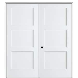 Shaker Flat Panel 36 in. x 80 in. Right Hand Solid Core Primed Composite Double Prehung French Door with 4-9/16 in. Jamb
