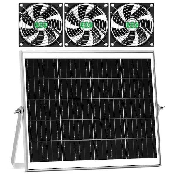 30W Solar Powered Exhaust Intake Fan Kit for Greenhouse Chicken Coop Shed with 16.5 ft Cord