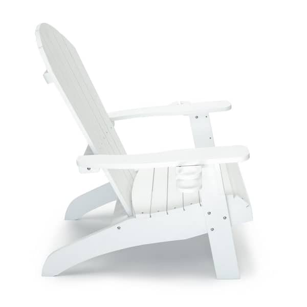 LuXeo Westwood White All Weather Plastic Outdoor Patio Adirondack