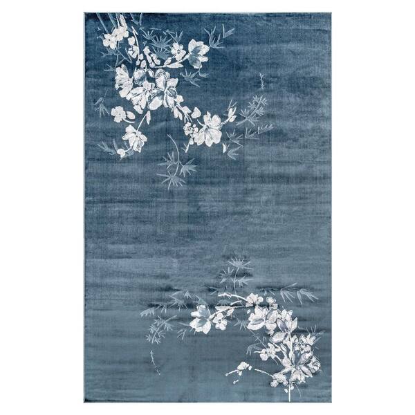 nuLOOM Begonia Floral Silhouette Blue 7 ft. 6 in. x 9 ft. 6 in. Area Rug