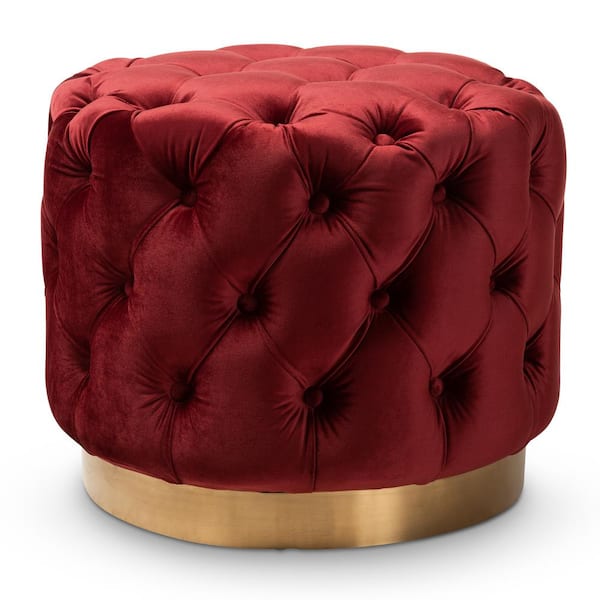 Baxton Studio Valeria Burgundy and Gold Ottoman