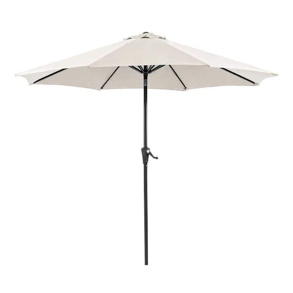 Furniture of America Ermine 9 ft. Steel Market Tilt Patio Umbrella in Beige With Carrying Bag