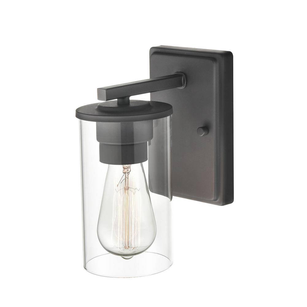 Matte Black Glass Cylinder Wall Sconce