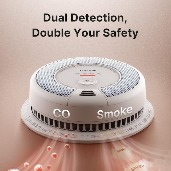 X-SENSE 10-Year Battery Wireless Interconnected Smoke and CO Detector with Photoelectric Sensor and LED Light 1 Pack SC06-W