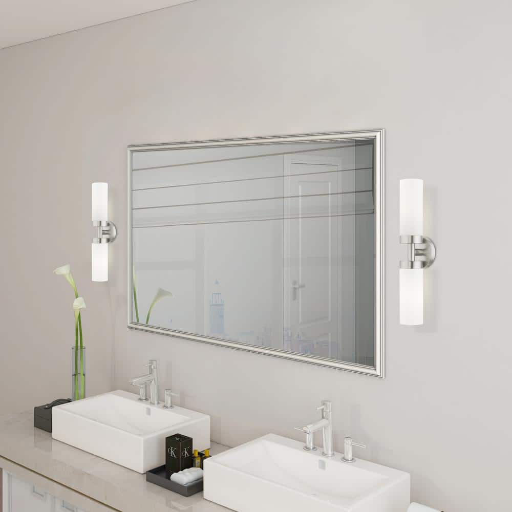 Sleek Brushed Nickel Outdoor Vanity Sconce with Satin Opal White Glass