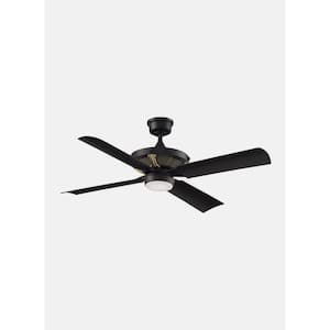 Pickett 52 in. Integrated LED Indoor/Outdoor Black with Satin Brass Accents Ceiling Fan