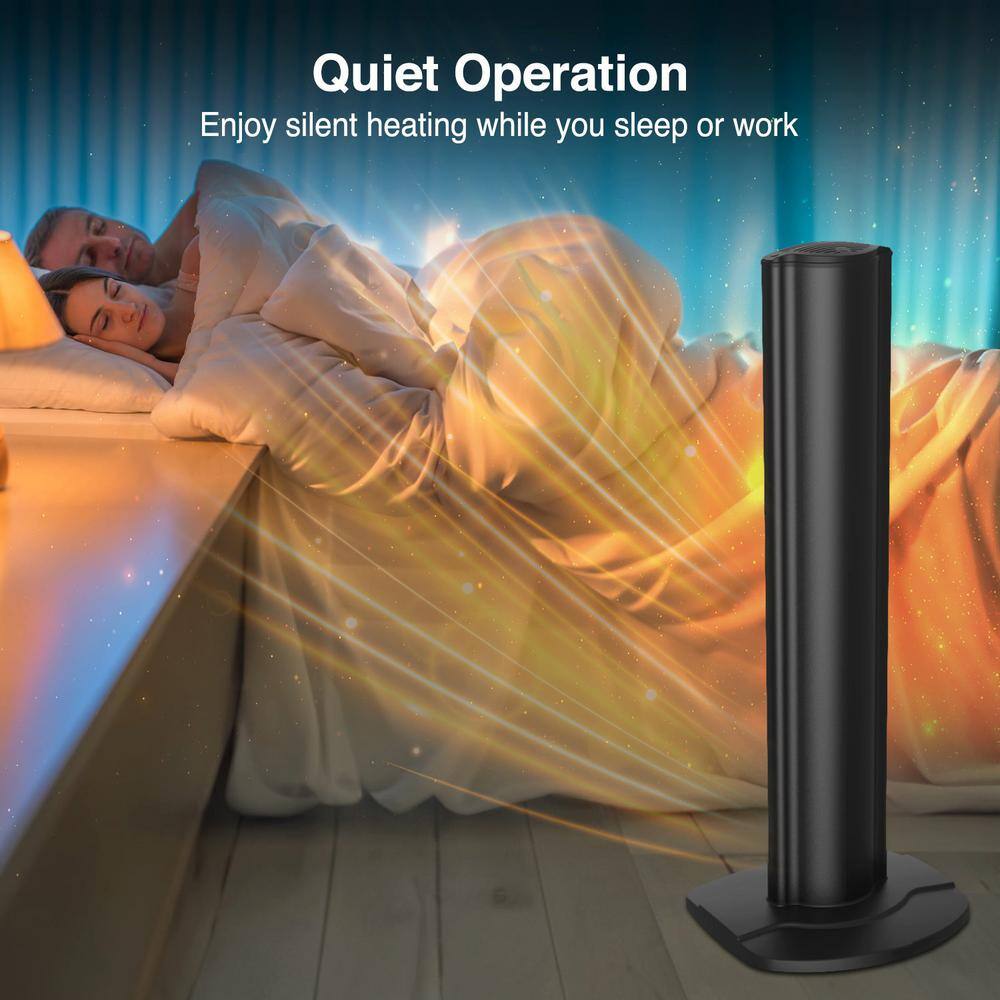 Black Ceramic Electric Tower Space Heater with Remote Control