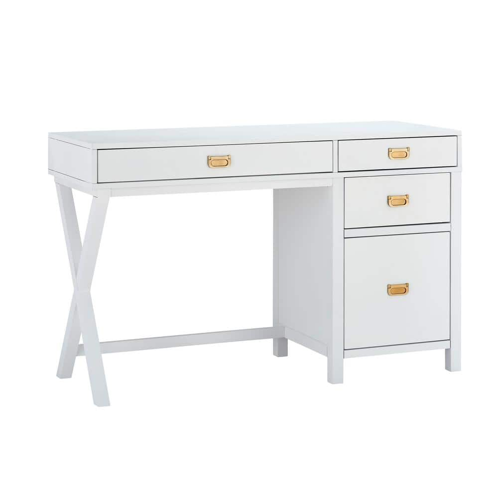 Claudette 48 Wide White Gold Corner Computer Writing Desk