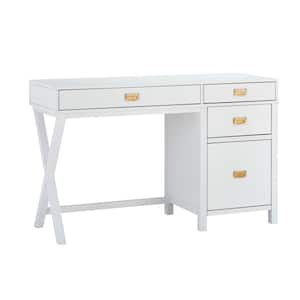 Sara 48 in. Rectangle White Wood 4-Drawer Office Computer Desk