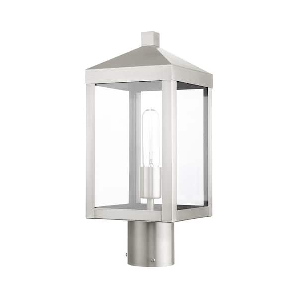 PC/タブレット ノートPC Livex Lighting Nyack 1 Light Brushed Nickel Outdoor Post Top 