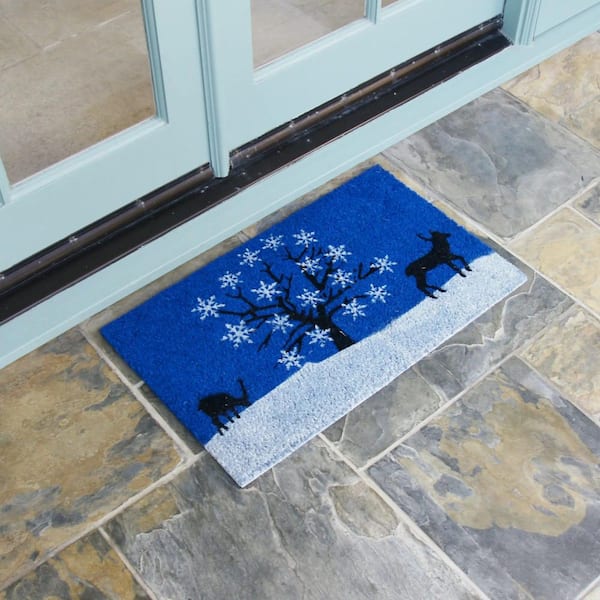 Winter Tree Line Black and Natural Holiday Doormat 18x30 +