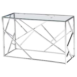 Edward 48 in. Silver Rectangle Glass Console Table