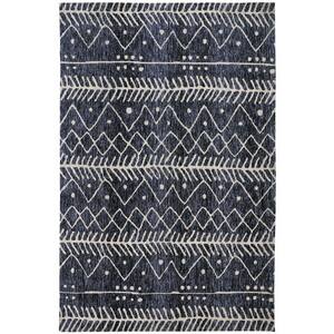 5 X 8 Blue and Ivory Striped Area Rug