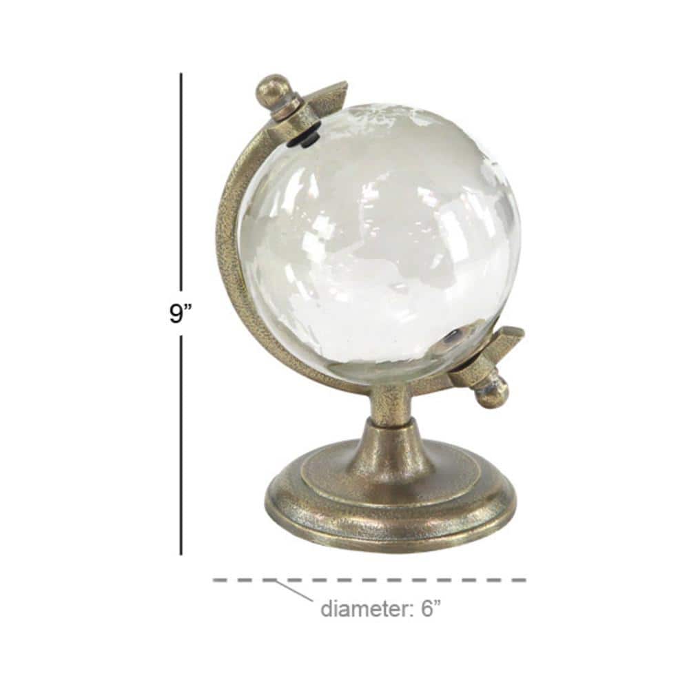 Bronze Solid Round 6" x 9" Contemporary Globe with Tiered Base