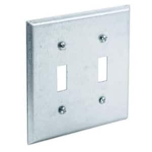 4 in. W Steel Metallic 2-Gang 2-Device Toggle Handy Box Cover (1-Pack)