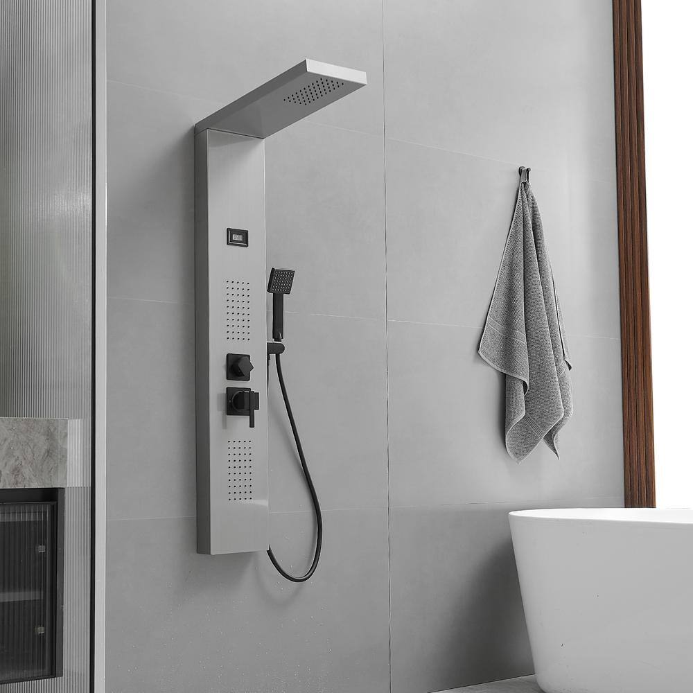 Black Nickel 2-Jet Rainfall Shower Panel System with Handheld Wand