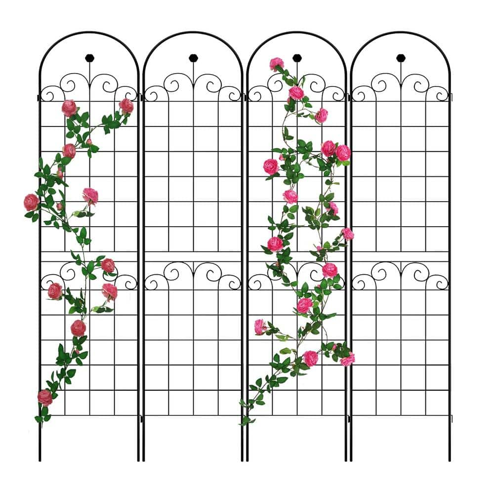 Zeus & Ruta 86 .7'' Black 4 Pack Metal Garden Trellis For Climbing ...