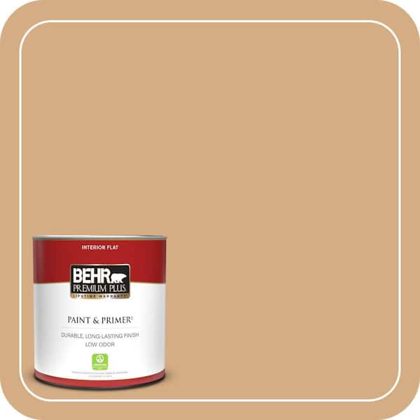 BEHR PREMIUM PLUS 1 qt. #BXC-67 Santa Fe Tan Flat Low Odor Interior Paint & Primer